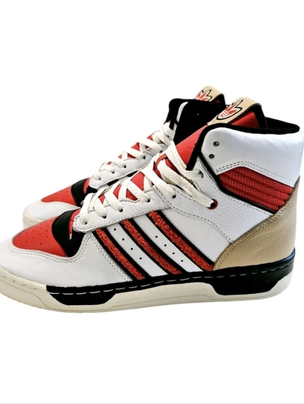 adidas High Top Basketball Sneaker White Red Black Men's Athletic Shoe Size 5.5